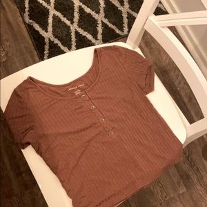 American Eagle brown buttoned crop top
